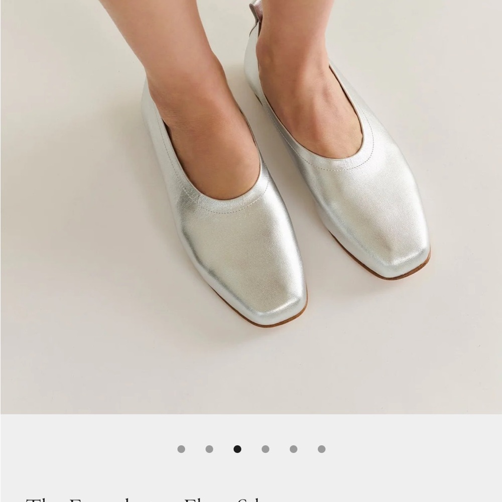 Essen Silver Leather Ballet Flats - Picture 4 of 5